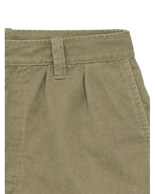 Fortela Green Bedford Pleated Cotton Shorts for men