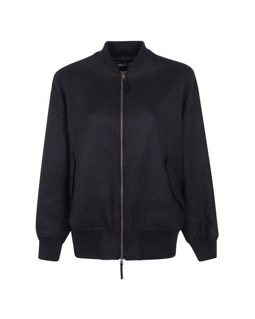 DR. HOPE Blue Herringbone-Weave Bomber Jacket