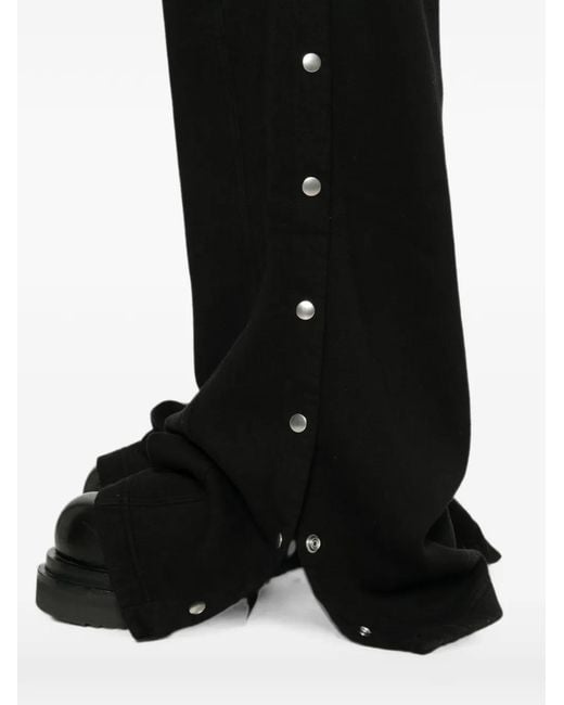Rick Owens Black Wide Pusher Press-Stud Track Pants for men