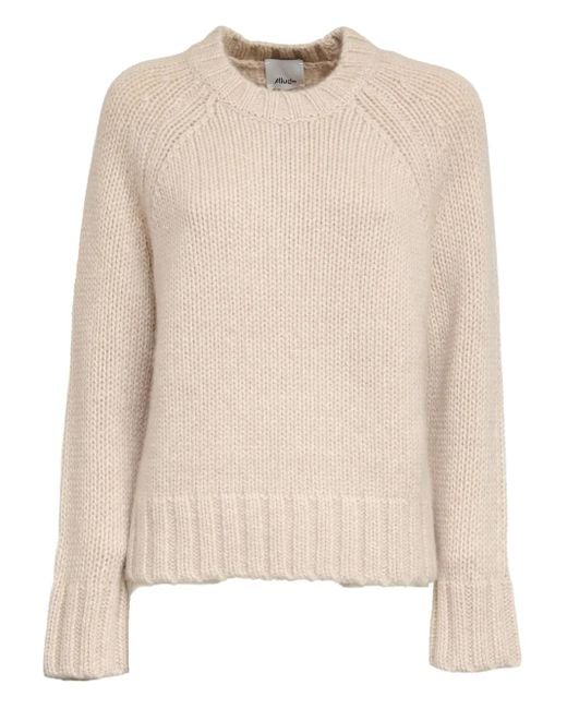 Maglione A Coste A Collo Alto di Allude in Natural