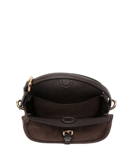 Bolso De Hombro De Ante Con Cierre Con Hebilla Etro de color Black