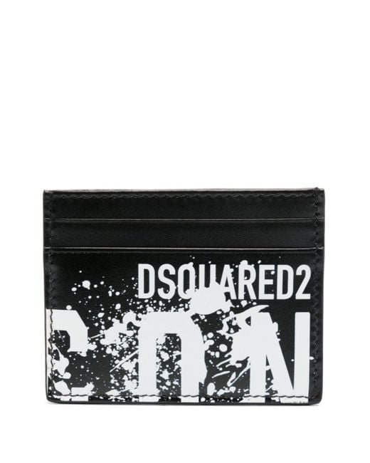 Porte-cartes en cuir à logo imprimé DSquared² pour homme en coloris Black