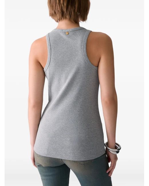 Liu Jo Gray T-Shirt With Jewel Decoration