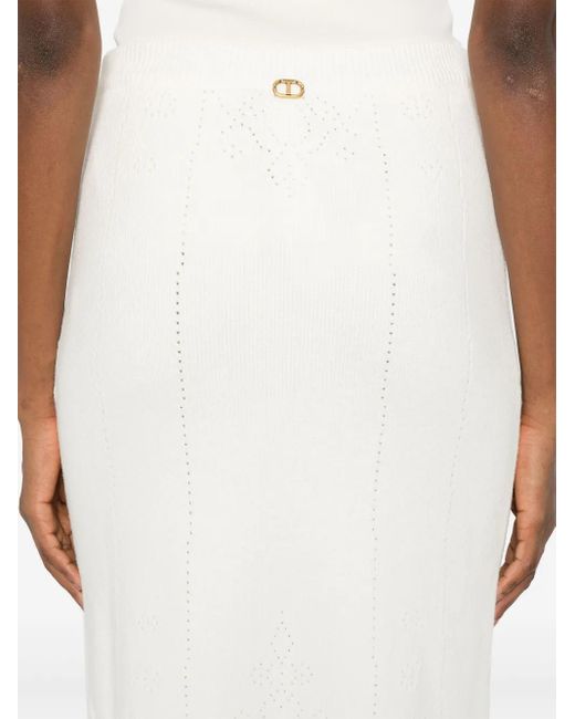 Twinset White Scalloped Pencil Skirt