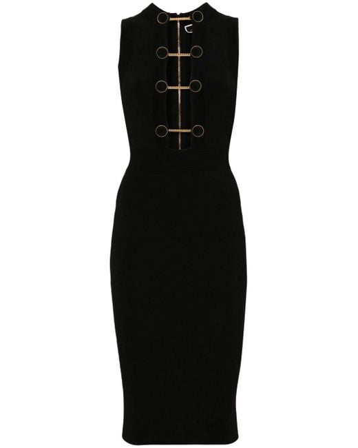 Elisabetta Franchi Ribgebreide Midi-jurk in het Black
