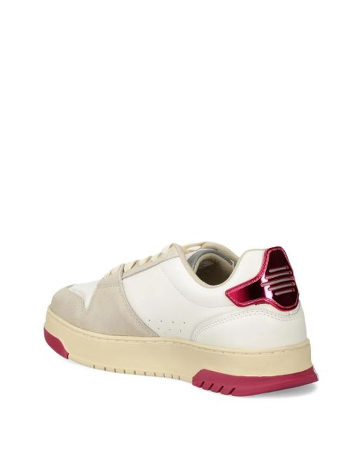 Blauer White Panelled lace-up sneakers
