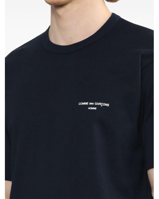 Comme des Garçons Blue Logo-print T-shirt for men
