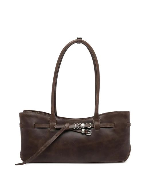 Marge Sherwood レディース ブラウン ジップ ショルダーバッグ