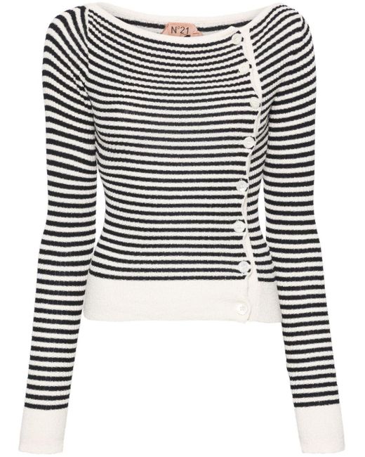 N°21 Black Striped Cotton-blend Cardigan