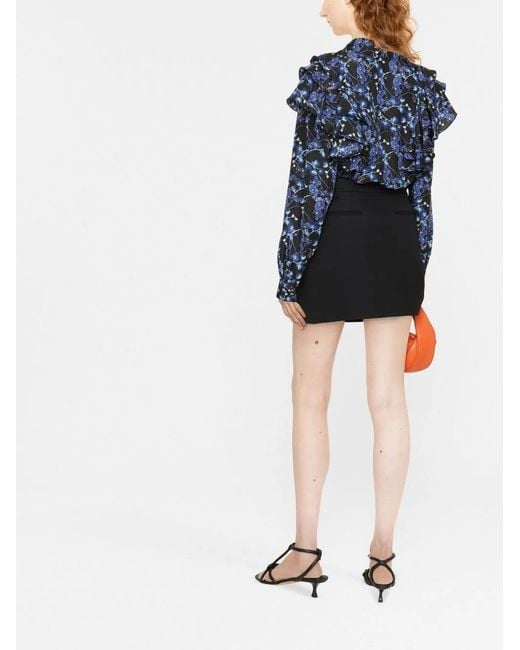 Karl Lagerfeld Blue Orchid Print Silk Shirt