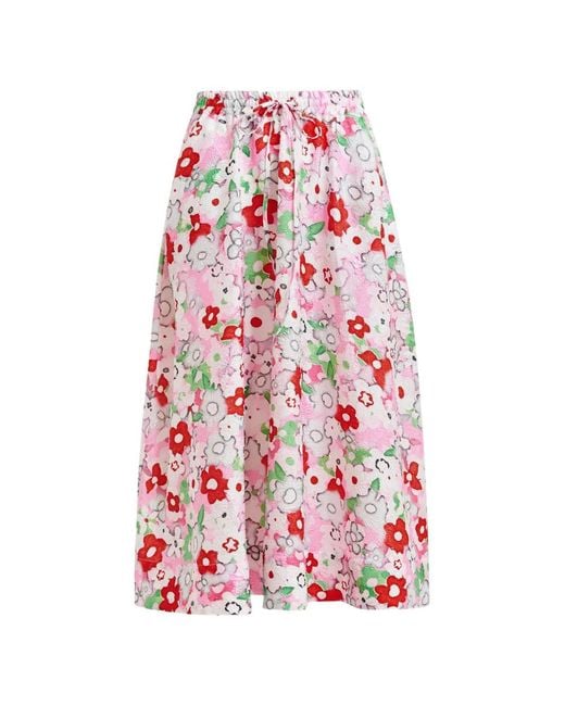 Essentiel Antwerp White Floral-Detail Midi Skirt