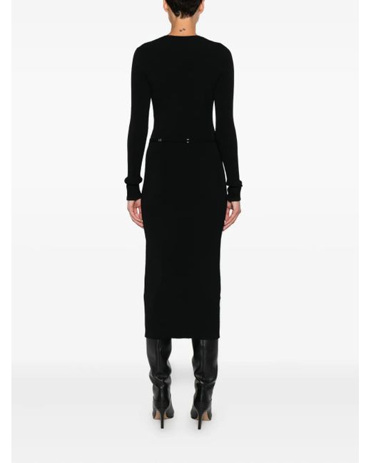 Twinset Geribbelde Jurk Met Riemsluiting in het Black