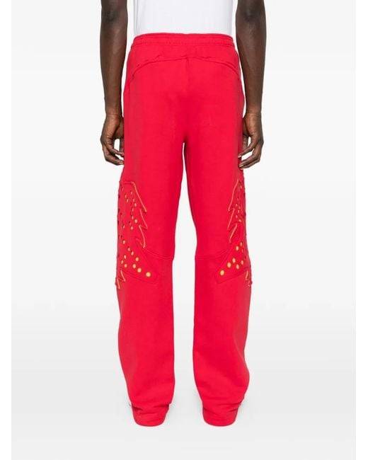 Kiko Kostadinov Red X Fox Lab Perforated Fleece Jogger for men