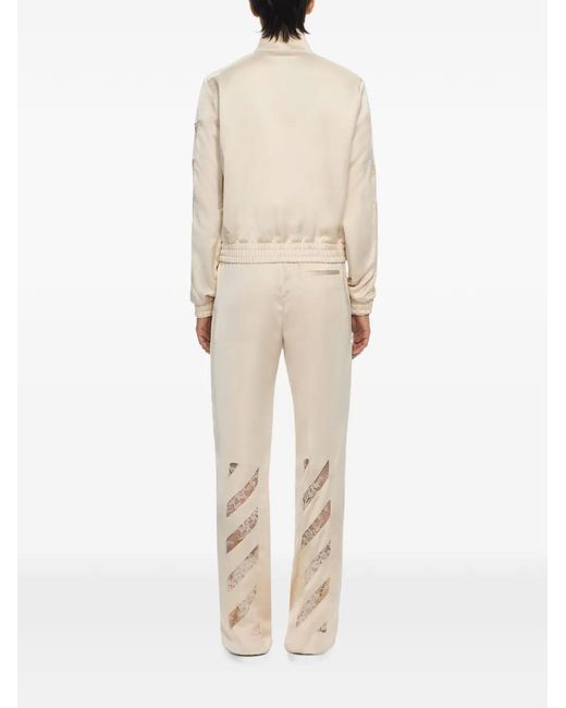 Off-White c/o Virgil Abloh White Diagonals Lace Satin Track Pants