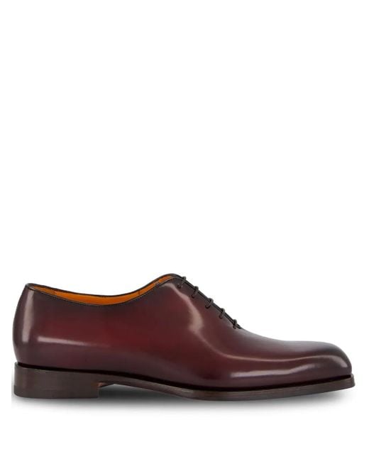 Santoni Brown Lace-Up Oxford Shoes for men