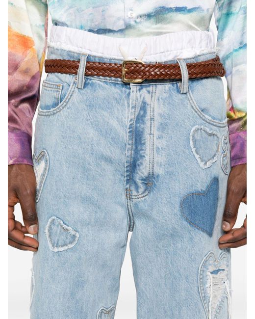 NAHMIAS Blue Patchwork Wide-leg Jeans for men