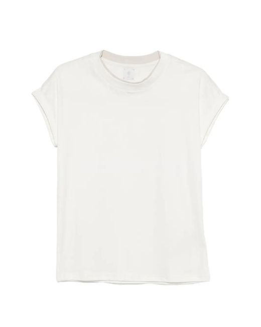 Eleventy White Contrast-Trim Cap-Sleeve T-Shirt