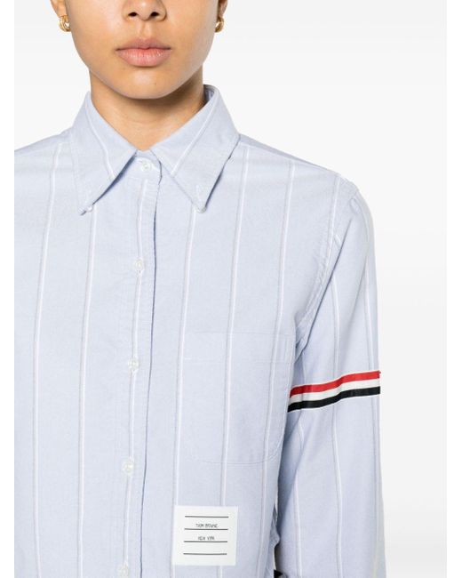 Thom Browne Blue Rwb-stripe Cotton Shirt