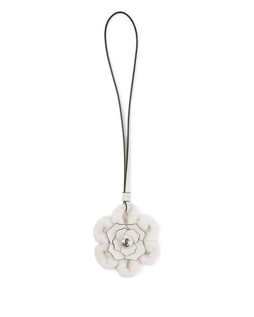 Jimmy Choo White Knitted Flower Charm