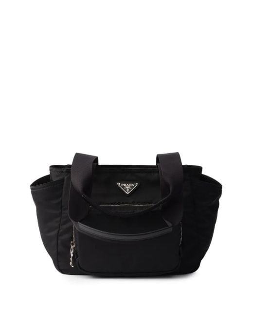 Prada Black Re-Nylon Tote Bag mit Logo-Detail
