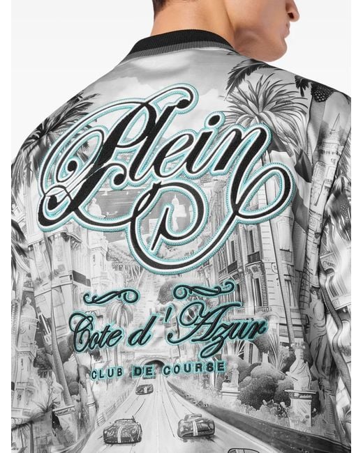 Philipp Plein Gray D'Azur Bomber Jacket for men