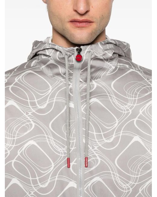メンズ Kiton グラフィック フーデッドジャケット Gray