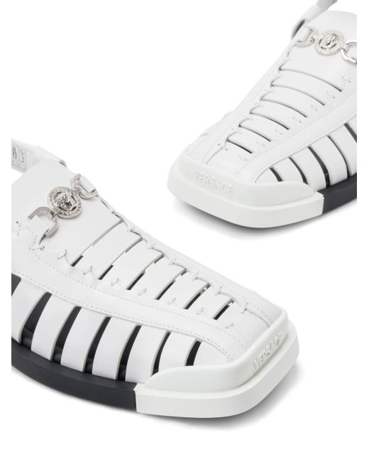 Versace White Strappy Leather Sandals for men