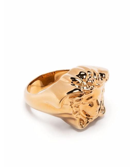 Bague dorée à méduse Versace en coloris Metallic