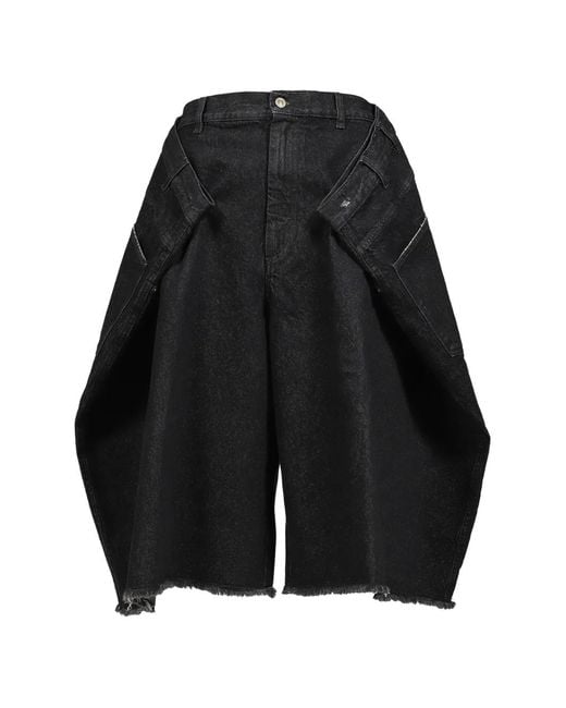 LỰU ĐẠN Black Cut-Off Wide-Fit Shorts for men
