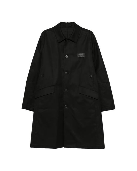 Undercover Black Graphic-Patch Single-Breasted Coat for men