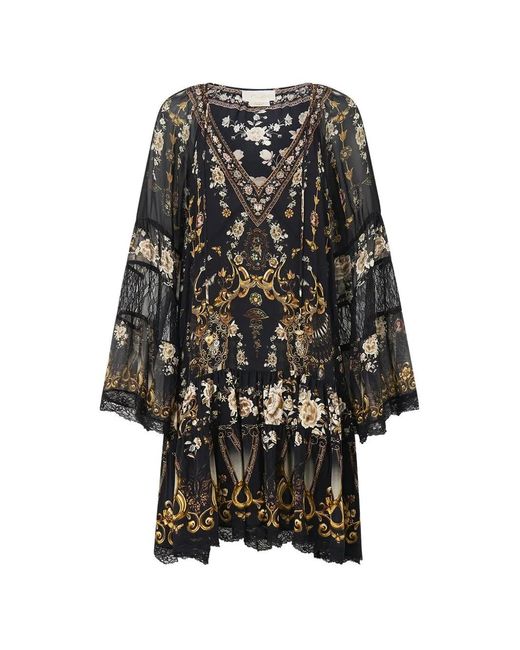 Camilla Black Flamenco Folklore Mini Dress