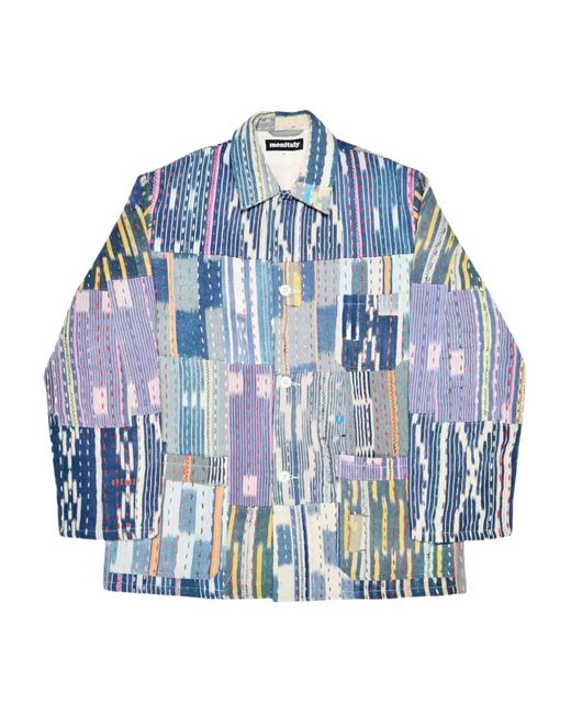 Monitaly Blue Italian Jail Patchwork Overshirt for men