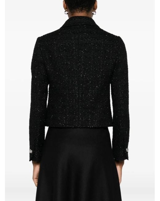Tagliatore Black Embellished-Button Tweed Jacket