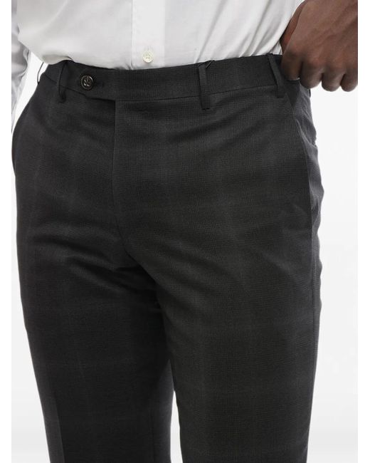Corneliani Black District-Check Wool Trousers for men