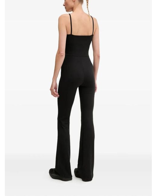 Guess Black Logo-Embellished Flared Jumpsuit