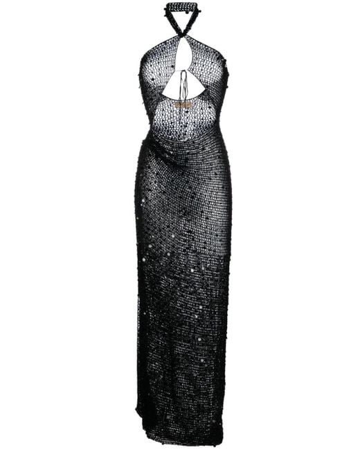 AYA MUSE Black Gyra Halterneck Cut-out Maxi Dress