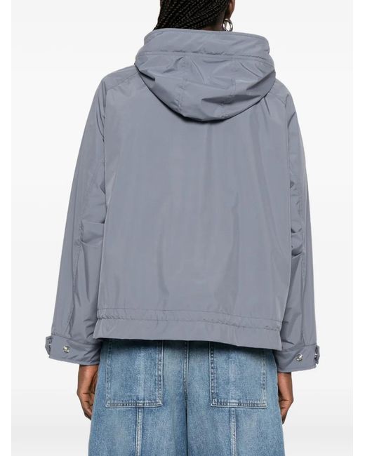 Moorer Blue Jill-Stp Hooded Pocket Jacket