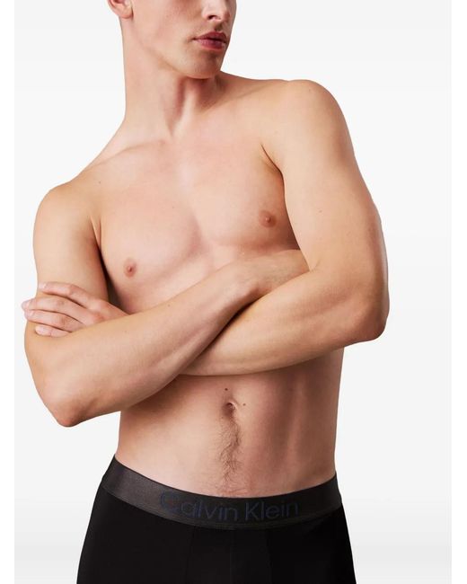 Calvin Klein Black Logo-Waistband Boxers (Pack Of Three) for men