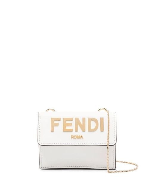 Fendi White Logo-lettering Tri-fold Wallet