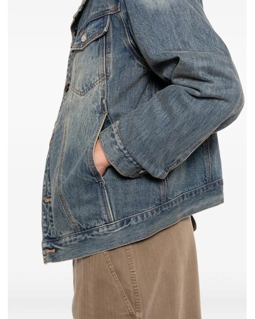 ANDERSSON BELL Blue Asymmetric-Layered Denim Jacket for men