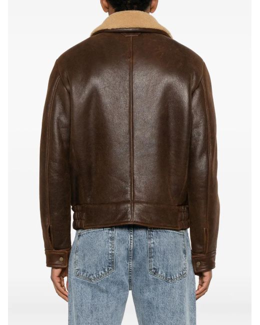 Salvatore Santoro Brown Shearling-Collar Jacket for men