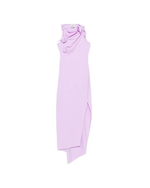 Coperni Purple Flower Knot-Detail Midi Dress
