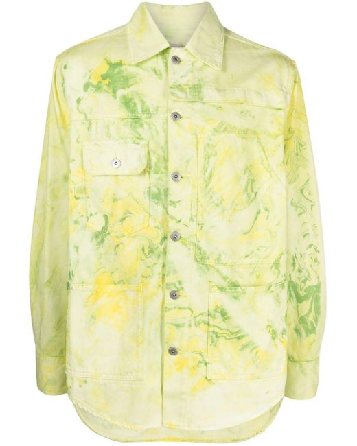 Feng Chen Wang Tiedye Denim Shirt in Green for Men Lyst
