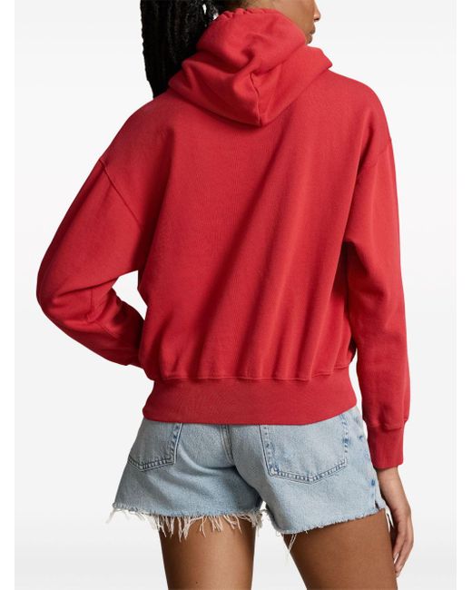 Polo Ralph Lauren Red Logo-print Cotton-blend Hoodie