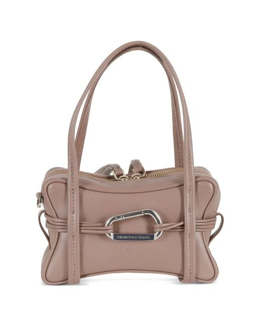BIASIA Pink Mini Edwige 4Ever Carabiner Leather Tote Bag