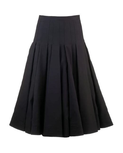 Valentino Garavani Black Pleated Panelled Skirt