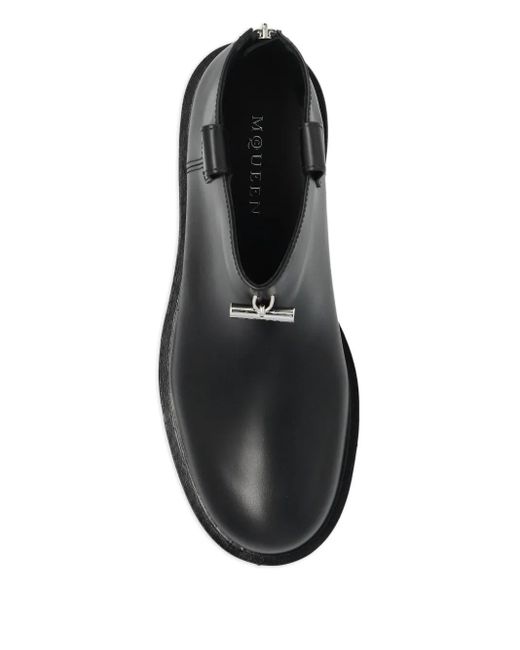 Alexander McQueen Black Zip-Fastening Lug-Sole Boots for men