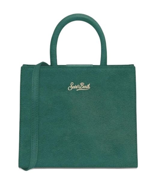 Mc2 Saint Barth Green Medium Suede Top-Handle Tote Bag