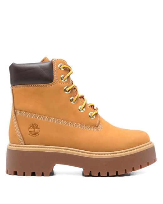 Timberland Brown 55Mm Stone Street Platform Lace-Up Boots