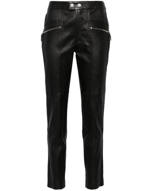 Isabel Marant Black Skinny-leg Leather Trousers